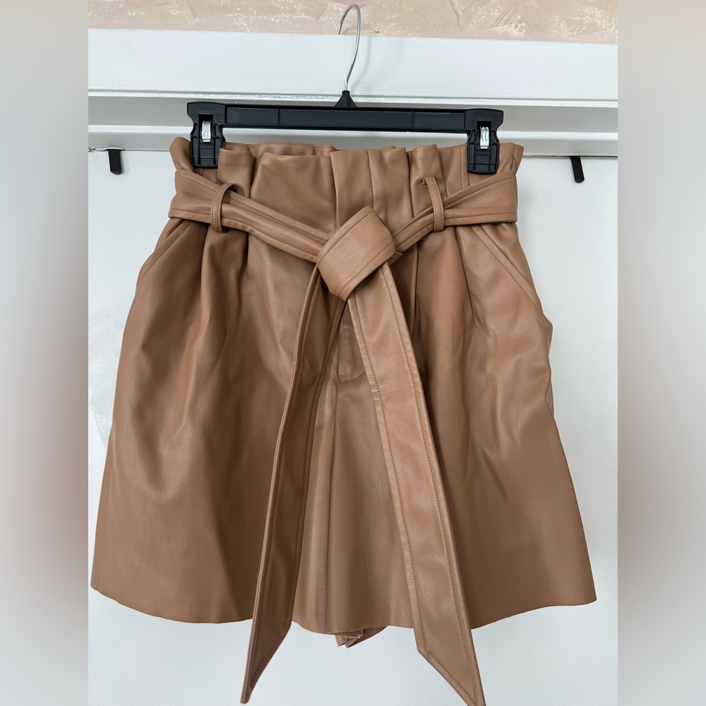 Zara faux leather high waisted shorts with pockets - size M